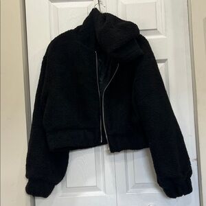 PrettyLittleThing Black Fleece Sweater